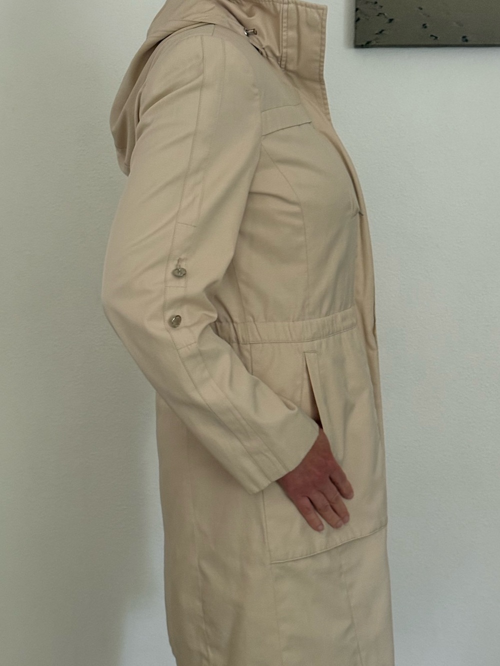Calvin Klein Cream Hooded Trench Coat